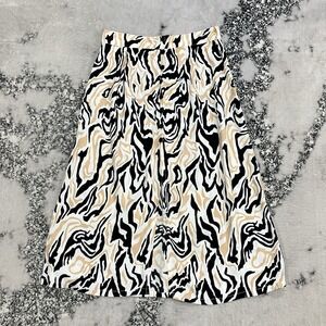 Valija Skirt Women Size XS Black Cream Abstract Print Button Front Midi Boho